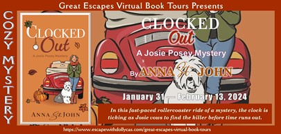 #Giveaway ~ Clocked Out (A Josie Posey Mystery) by Anna St. John… #CozyMystery #books #readers