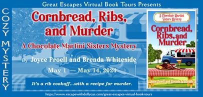 #Giveaway ~ Cornbread, Ribs, and Murder (A Chocolate Martini Sisters Mystery) by Joyce Proell and Brenda Whiteside